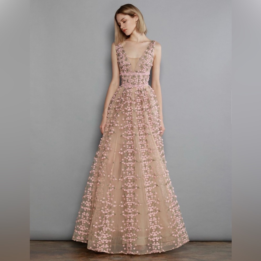 NWOT Bronx and Banco Megan Lace Maxi Dress /Gown in Rose. US Size XS - Picture 6 of 17